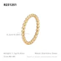 Bague perles or en acier inoxydable bague minimaliste empilable bijoux de doigt - Taille US 5 | Taille HK 10 | Circonférence 50mm / Or
