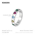 Bague de couple mode en acier inoxydable zircon coeur coloré taille 6 à 9 largeur 0.4cm - Couleur Acier Zirconia Cœur (R260205)