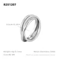 Bague multi-anneaux entrelacés en acier inoxydable argenté avec cristaux, taille 6 à 9. - Taille US 6 | Taille HK 13 | Circonférence 52mm / Acier