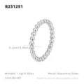 Bague perles en acier inoxydable anneau empilable minimaliste bijoux femme taille 6-9 - Taille US 5 | Taille HK 10 | Circonférence 50mm / Argent/Acier