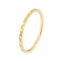 Close-up detail of the stylish quilted diamond pattern gold-plated stainless steel ring. - Size 6 / 14k