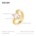 Bague elegante en acier inoxydable plaque or avec oxyde de zirconium marquise taille 6 a 9. - Style Grande Marquise Or / US 6