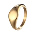 Bague chevaliere geometrique minimaliste en acier titane dore 14K pour femmes chic - Taille 7 / Rond fondu
