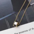 Roestvrijstalen vat hanger ketting 14k goud chique sleutelbeen ketting voor vrouwen sieraden - Goud / Zwarte Moederschelp / Sleutelbeentketting
