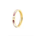 Bague plaquée or avec incrustation de coquillage rose et zirconiums étincelants pour femmes. - Taille 6 / 2 Diamants Coquillage Rose