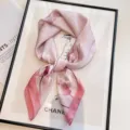 Pink floral silk square scarf for women, elegant spring and autumn neck scarf accessory. - Lily Print Scarf - Pink
