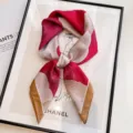 Silk Square Scarf Red Pink Floral Print Neckerchief Women Spring Fashion Accessory - Fantasy Hydrangea-Red