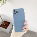 Funda de teléfono de silicona suave mate para iPhone, carcasa lisa de color sólido. - Borde Recto Azul Grisáceo / iPhone 7/8/SE