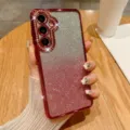 Vista dettagliata della custodia per cellulare con strass glitterati, design di diamanti brillanti. - Rosa Strass Glitter Sfumato / Samsung A15