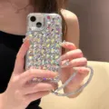 Coque iPhone strass brillante avec diamants cristal de luxe et lanière assortie. - Boîtier Unique Blanc / iPhone 11