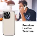 Premium leather texture phone case with full camera protection and drop-resistant design. - iphone16 pro / White