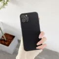 Funda de telefono negra mate tacto piel,cubierta protectora suave para modelos de iPhone. - Borde Recto Negro / iPhone 7p/8 Plus