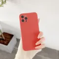 Cunda protectora de silicona mate roja, funda delgada para Apple iPhone elegante. - Borde Recto Rojo Camelia / iPhone 7/8/SE