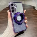 Custodia per telefono con brillantini di lusso con supporto magnetico e strass per Samsung. - Viola Strass Glitter Sfumato + Supporto Magnetico / Samsung A15