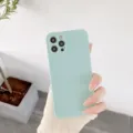 Funda de teléfono de silicona suave verde menta para iPhone, lisa y protectora. - Borde Recto Menta / iPhone 7/8/SE