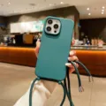 Groene koord beschermende telefoonhoes voor iPhone 16 Pro Max 15 14 13 matte schokbestendige case. - Donkergroen / iPhone16promax