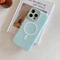 Coque de téléphone magnétique en silicone couleur macaron mat au design très élégant - Cyan Clair + Magnétique Gélose