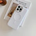 Coque de telephone magnetique mate compatible avec iPhone, charge sans fil etui de protection. - Blanc + Magnétique Gélose