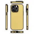 Premium lychee leather phone case for iPhone, full protection shockproof protective back cover. - iphone16 pro / Yellow