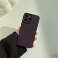 Funda de teléfono de silicona líquida morado oscuro compatible con iPhone, suave anticaída. - iPhone 15 Pro / Morado Oscuro