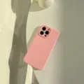 Funda de teléfono de silicona líquida rosa cubierta protectora suave anticaída. - iPhone 15 Pro / Rosa Melocotón