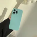 Funda de teléfono de silicona líquida compatible con iPhone, cubierta protectora verde menta - iPhone 15 Pro / Azul Hielo