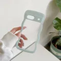 Clear wavy phone case detail, pastel green border for Google Pixel, transparent PC hard cover. - Google 7A / Light Blue