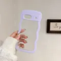 Transparent Wavy PC Phone Case for Google Pixel Elegant Purple Bumper Protective Cover - Light Purple