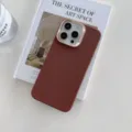 Coque de téléphone minimaliste en similicuir marron avec cadre photo doré pour iPhone. - Bordeaux