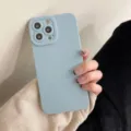 Light blue matte silicone phone case detail with camera protection frame and clean minimalist design. - For 13pro / Sierra Blue