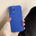 Blue matte silicone phone case with full camera protection, slim fit anti-scratch cover for iPhone. - For 13pro / Blue