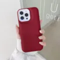 Red liquid silicone phone case for iPhone, soft touch protective back cover with camera frame - iPhone 14 / Red