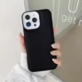 Black liquid silicone phone case compatible with iPhone, soft touch puff design protector - iPhone 14 / Black