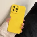 Effen matte siliconen telefoonhoesje met camerabeschermer voor iPhone, anti-valhoes - Voor 13pro / Geel