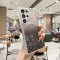 Gradient glitter magnetic phone case compatible with Samsung TPU anti-drop protective back cover - iPhone 11 / Black