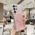 Sparkly gradient magnetic TPU phone case for Samsung Galaxy S23 Ultra with cute stars. - iPhone 11 / Pink