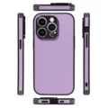 Purple litchi leather phone case full coverage anti-drop protective back cover for iPhone. - Lavender