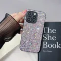 Glitter sparkly phone case for iPhone 14 15 Pro Max full coverage protective back cover - iPhone15 / White