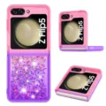 Rosa und lila flüssige Glitzer Handyhülle kompatibel mit Samsung Galaxy Z Flip5. - Für Samsung Z Flip 5 / Rosa Lila Farbverlauf
