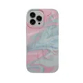 Cover per telefono 3D effetto marmo stropicciato per iPhone 16 Pro Max 13 12 11 design pastello - Per iPhone 15 / Increspato Pittura a Inchiostro Rosa Blau