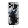 iPhone 15 Pro silicone phone case with abstract black and white oil painting design. - iPhone 15 / Ink Smudge Gray White