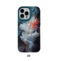 Abstract smoke oil painting silicone phone case soft protective cover for apple iphone pro - iPhone 15 / Ink Smudge Blue and White