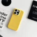 Solid yellow leather phone case for iPhone, premium protective back cover with soft texture. - Yellow
