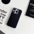 Minimalist solid color leather phone case for iPhone, premium soft touch protection cover. - Black
