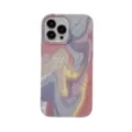 Custodia per telefono in silicone con arte fluida per iPhone, design maror pastel con testo. - Ruga Inchiostro Good Luck