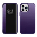Luxe PU lederen flip telefoonhoesje met doorzichtig venster compatibel met iPhone. - Violet / iPhone 15 Pro Max