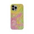 Cover protettiva in silicone per iPhone 15 Pro, design pittura ad olio con onda. - Per iPhone 15 / Ruga Inchiostro Giallo Rosa