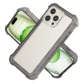 Details of the frosted shockproof phone case showing corner protection and camera guard. - For iPhone 13/14 / Black