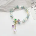 Bracelet en cristal de fée frais avec perles irrégulières et pendentifs cubes brillants. - Cristal Carré en Pierre Bleue / Bleu clair