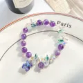 Magnifique bracelet en cristal violet style fée avec pendentif d'ours pour charmant look. - Ours en peluche / Violet améthyste
